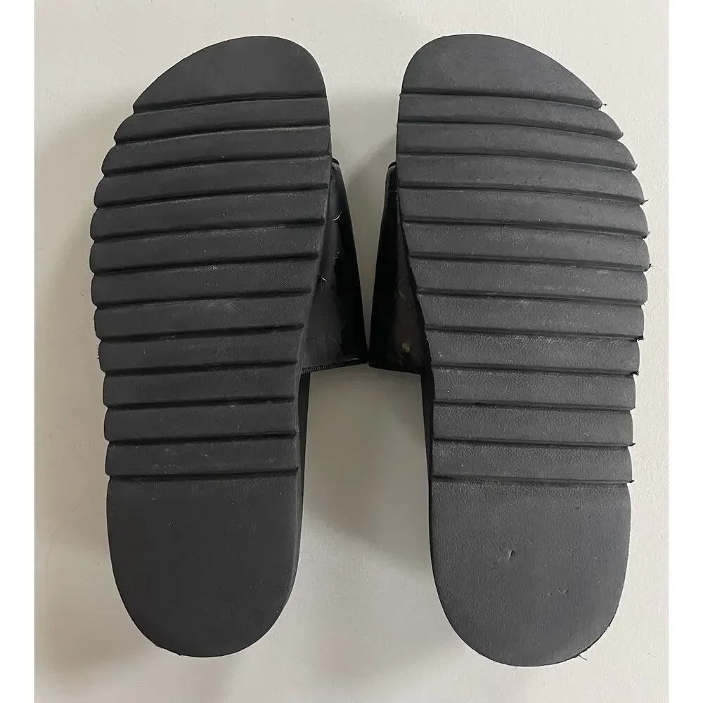 EUC Karl Lagerfeld Men Size 13 M Paris Monogram Slide Open Toe Sandals Black